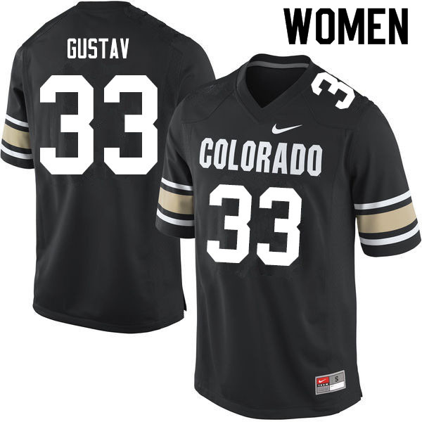 Women #33 Joshka Gustav Colorado Buffaloes College Football Jerseys Sale-Home Black - Click Image to Close